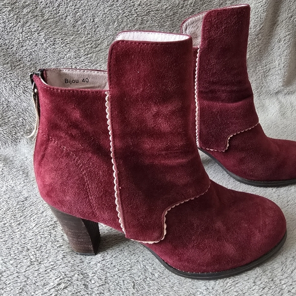 Shoe The Bear Bijou burgundy suede ankle boots size 8 - Picture 3 of 14